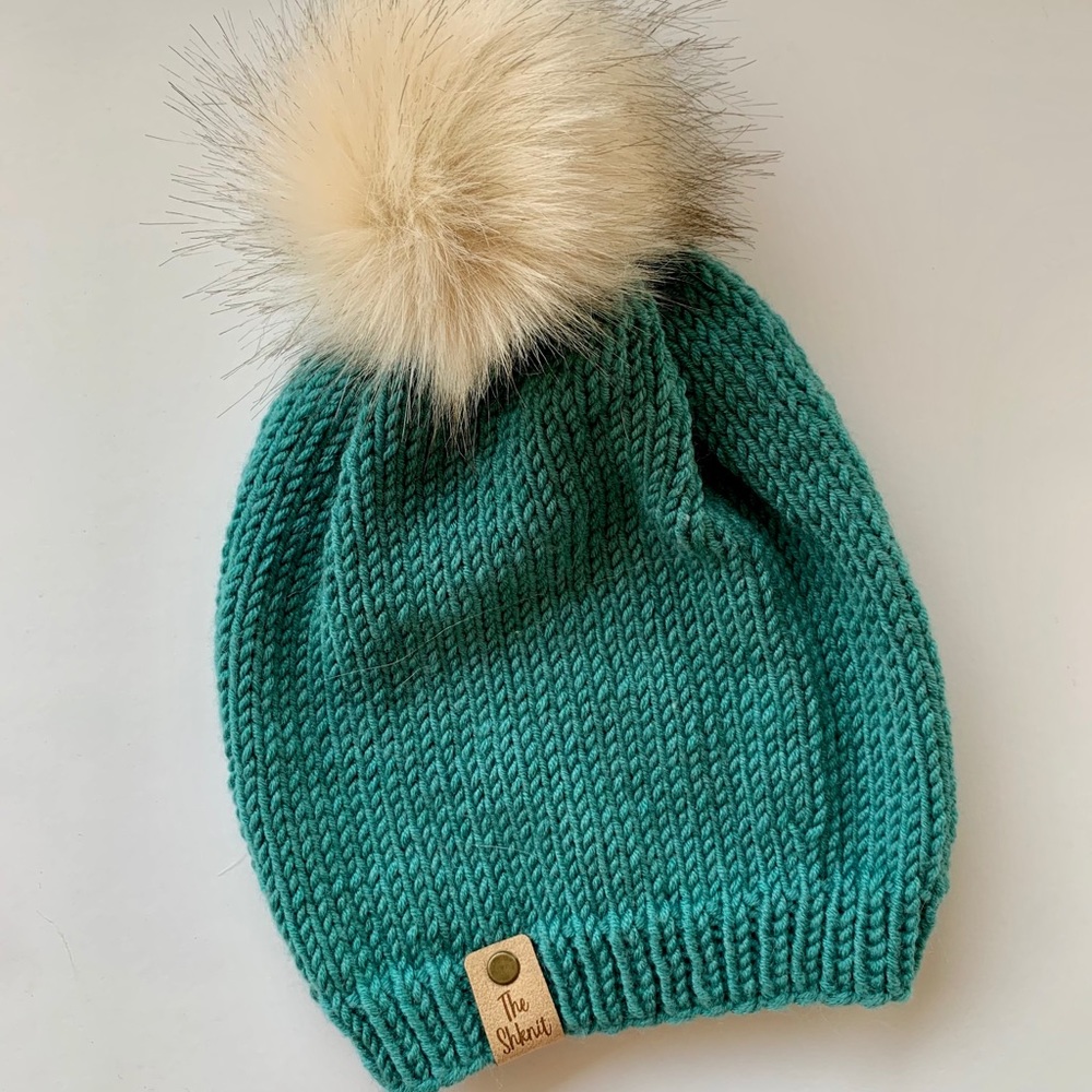 Light Teal Merino Wool Knit Beanie